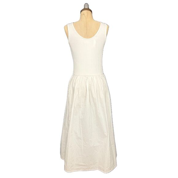 MADEWELL Drop-Waist Tank Midi Dress XS Fit Flare Vacay Lighthouse White NWT B20 - Picture 4 of 7